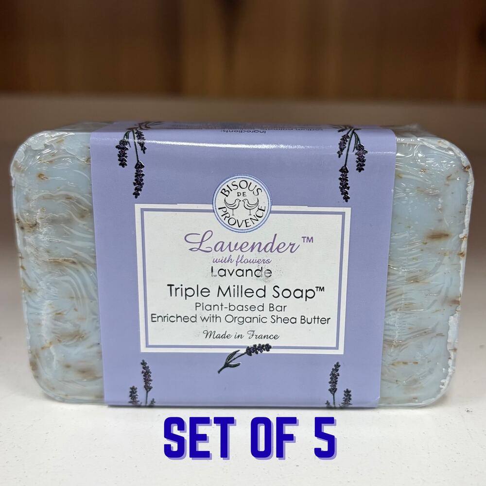 Set of 5 Trader Joe's — Lavender Triple Milled Bar Soap Made in France 7 oz NEW!